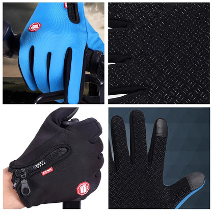 Gants d’hiver unisexe – chauds, tactiles, antidérapants et coupe‑vent pour cyclisme, moto et conduite