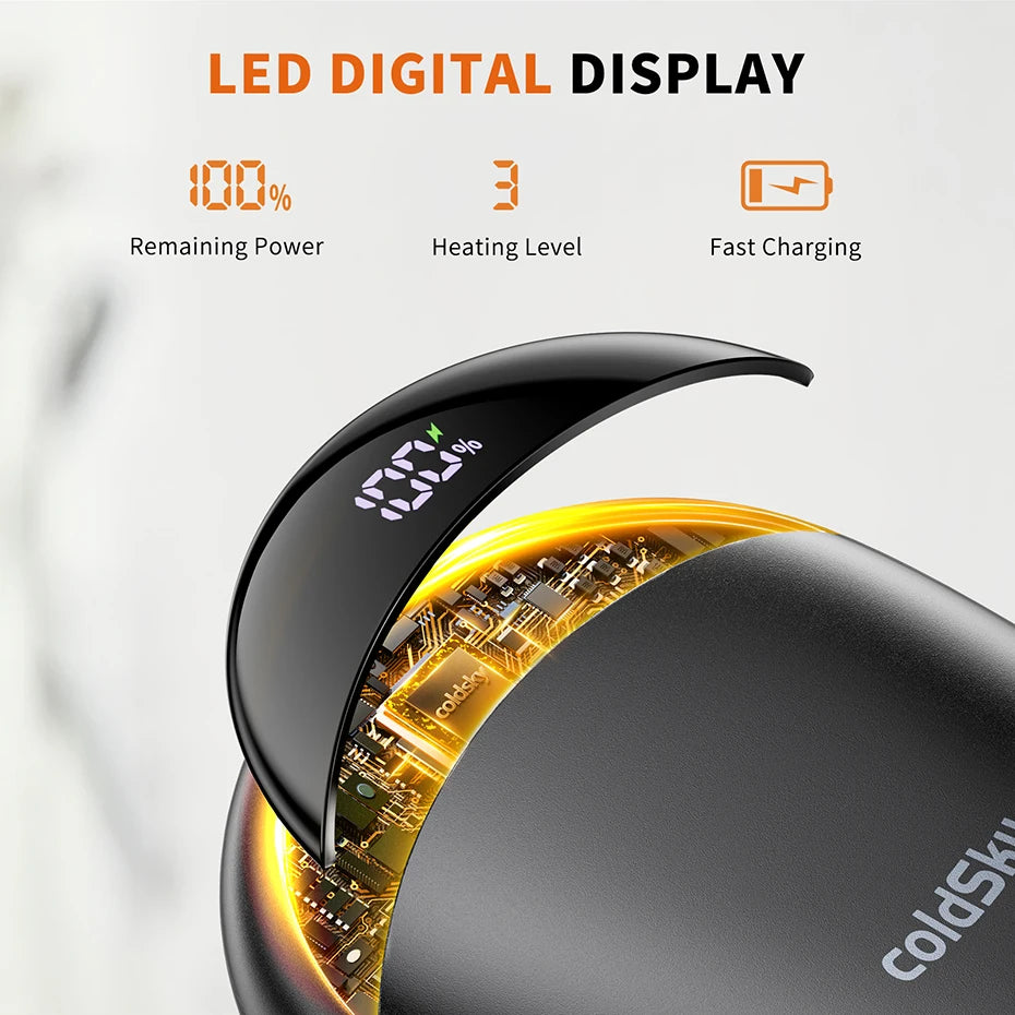 Chauffe-mains magnétiques 2-en-1 – Rechargeables, 3 niveaux de chaleur, chauffage ultra-rapide