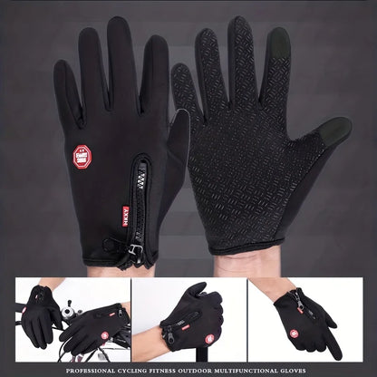 Gants d’hiver unisexe – chauds, tactiles, antidérapants et coupe‑vent pour cyclisme, moto et conduite